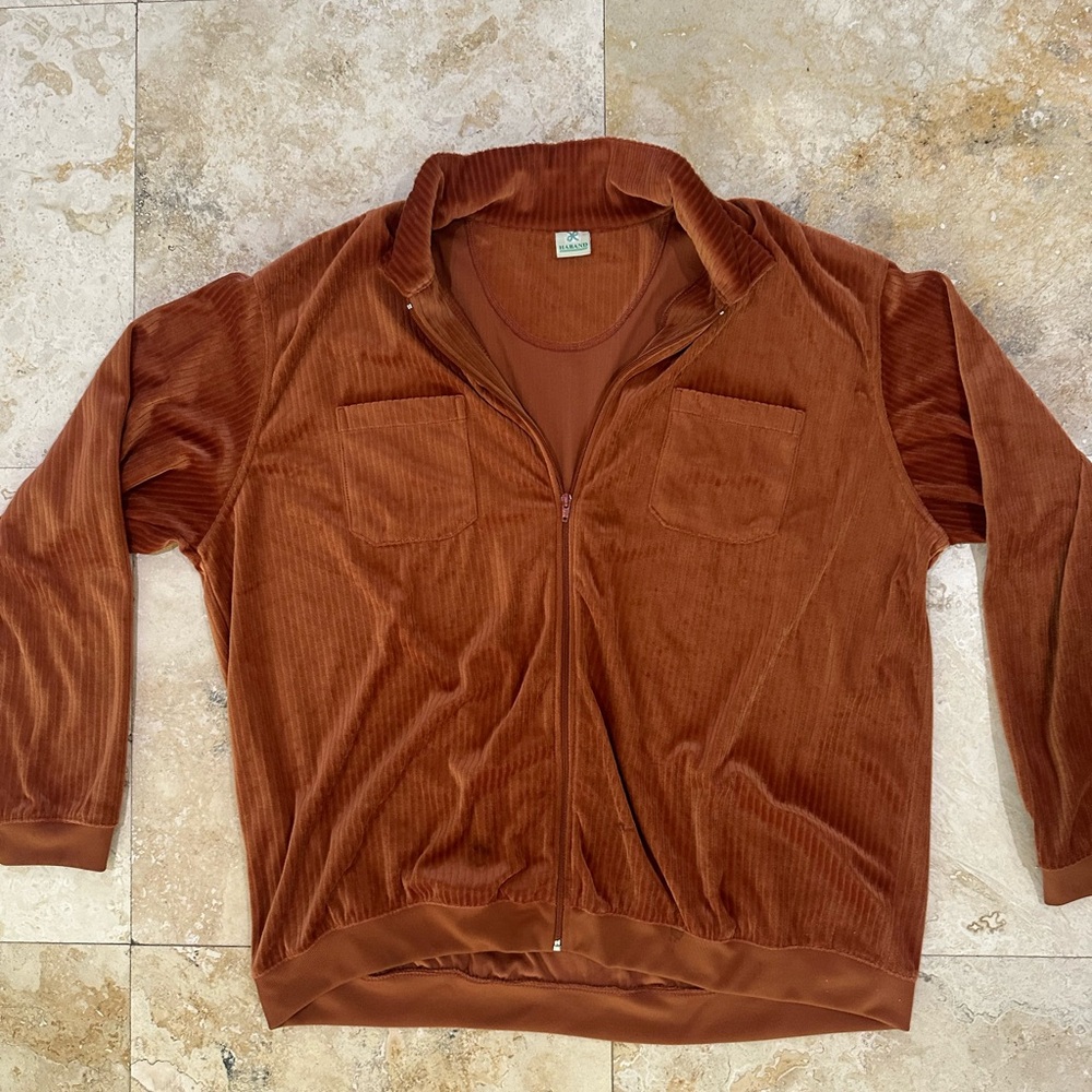 Haband Burnt Orange Velour Jacket